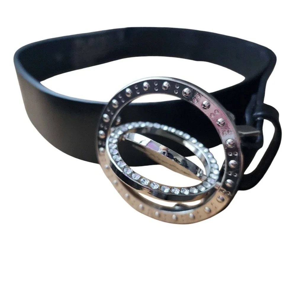 PLAYBOY Y2K‎ Black Belt Rhinestone Logo Buckle 2006 Size XL